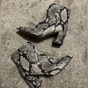 Marc Fisher Snake Print Ankle Booties- EUC